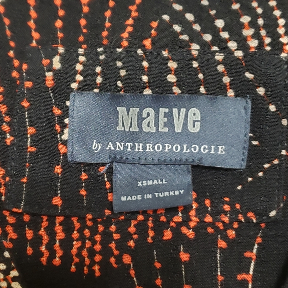 Anthropologie Maeve Harper Tunic Dress‎ Sz XS Fireworks Print Black Red Casual - Picture 7 of 12